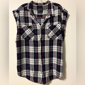 Jachs Girlfriend New York Plaid Button Up Short Sleeve Shirt